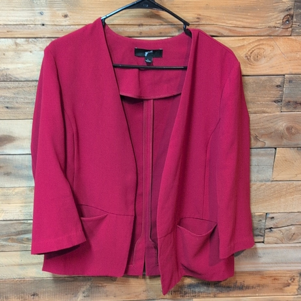 GNW Vibrant Red Open-Front Blazer Cute Cheap Work Size L